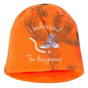 I Understand The Assignment Kamala Harris Sneaker Kati - Camo Knit Beanie