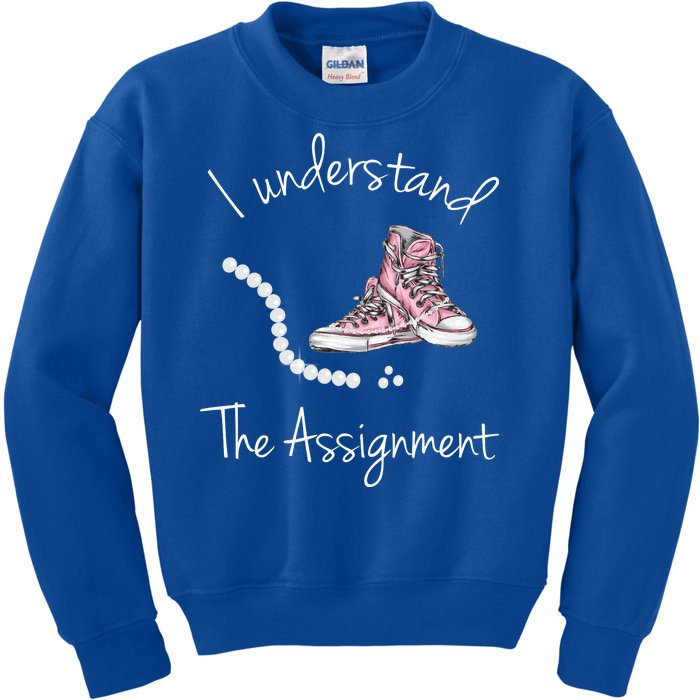 I Understand The Assignment Kamala Harris Sneaker Kids Sweatshirt