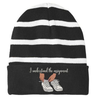 I Understand The Assignment Striped Beanie with Solid Band