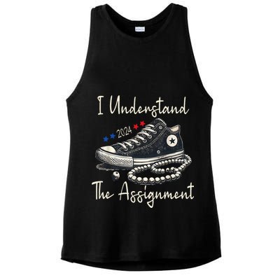 I Understand The Assignment Chucks And Pearls Kamala Harris 2024 Ladies PosiCharge Tri-Blend Wicking Tank