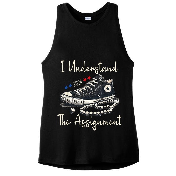 I Understand The Assignment Chucks And Pearls Kamala Harris 2024 Ladies PosiCharge Tri-Blend Wicking Tank