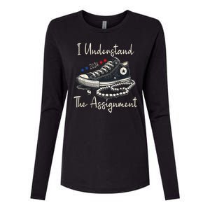 I Understand The Assignment Chucks And Pearls Kamala Harris 2024 Womens Cotton Relaxed Long Sleeve T-Shirt