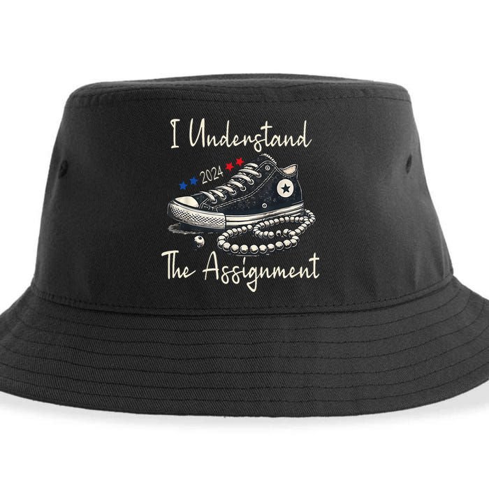 I Understand The Assignment Chucks And Pearls Kamala Harris 2024 Sustainable Bucket Hat