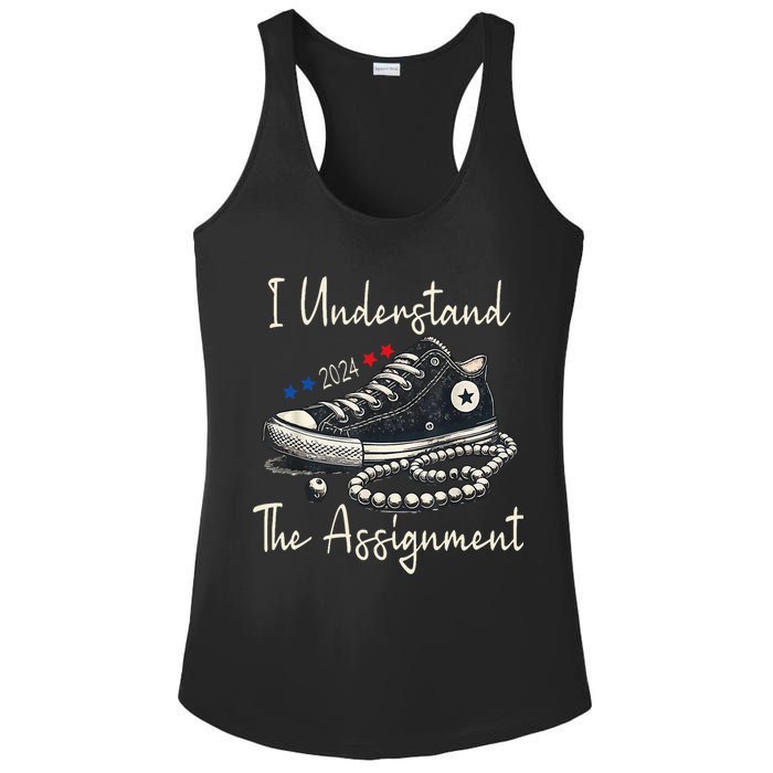 I Understand The Assignment Chucks And Pearls Kamala Harris 2024 Ladies PosiCharge Competitor Racerback Tank