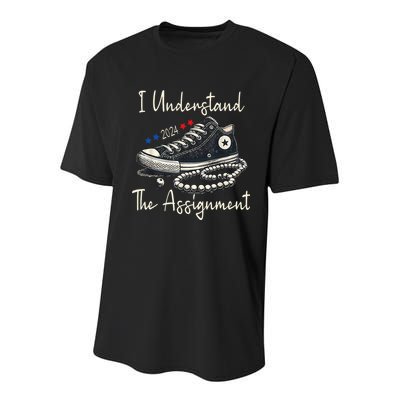 I Understand The Assignment Chucks And Pearls Kamala Harris 2024 Youth Performance Sprint T-Shirt