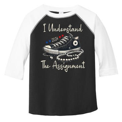 I Understand The Assignment Chucks And Pearls Kamala Harris 2024 Toddler Fine Jersey T-Shirt