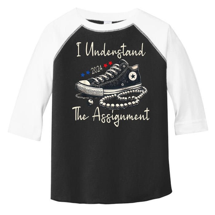 I Understand The Assignment Chucks And Pearls Kamala Harris 2024 Toddler Fine Jersey T-Shirt