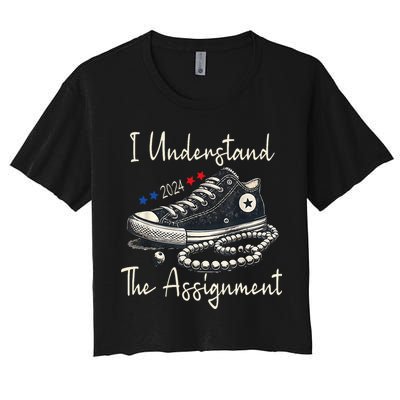 I Understand The Assignment Chucks And Pearls Kamala Harris 2024 Crop Top