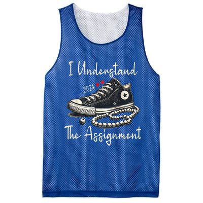 I Understand The Assignment Chucks And Pearls Kamala Harris 2024 Mesh Reversible Basketball Jersey Tank