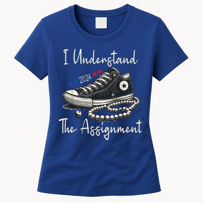 I Understand The Assignment Chucks And Pearls Kamala Harris 2024 Womens T-Shirt