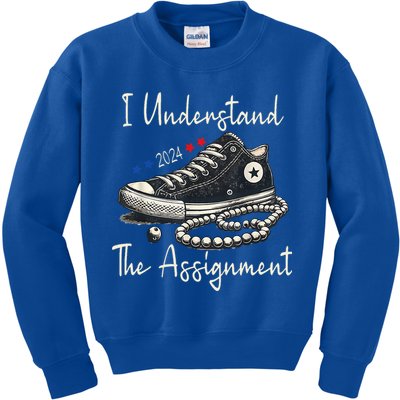 I Understand The Assignment Chucks And Pearls Kamala Harris 2024 Kids Sweatshirt