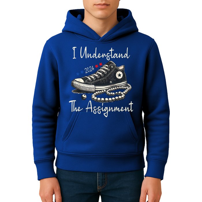 I Understand The Assignment Chucks And Pearls Kamala Harris 2024 Kids Hoodie