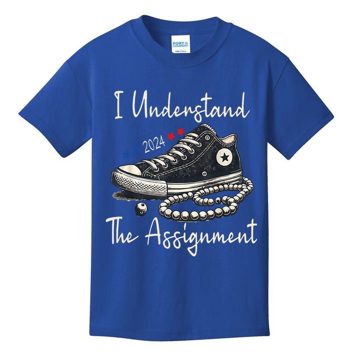 I Understand The Assignment Chucks And Pearls Kamala Harris 2024 Kids T-Shirt