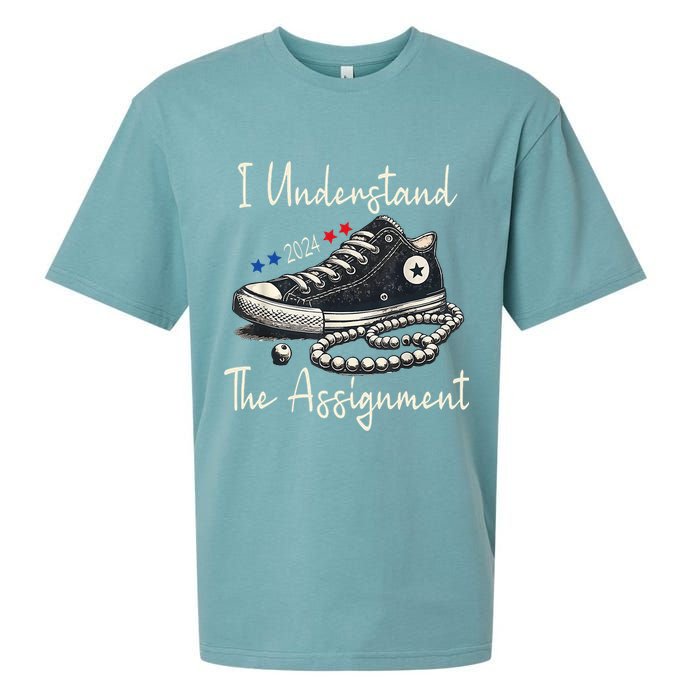 I Understand The Assignment Chucks And Pearls Kamala Harris 2024 Sueded Cloud Jersey T-Shirt