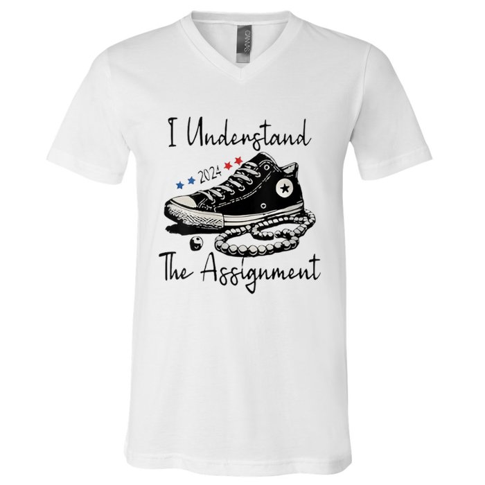 I Understand The Assignment Vote Blue Rally Kamala 2024 V-Neck T-Shirt