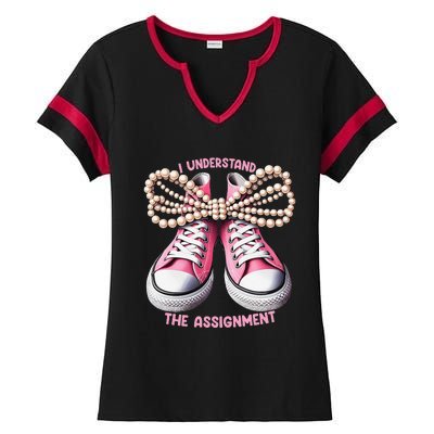 I Understand The Assignment Shoes & Pearl Kamala Harris Gift Ladies Halftime Notch Neck Tee