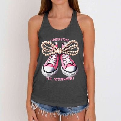 I Understand The Assignment Shoes & Pearl Kamala Harris Gift Women's Knotted Racerback Tank