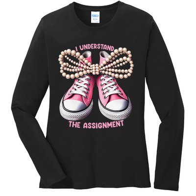 I Understand The Assignment Shoes & Pearl Kamala Harris Gift Ladies Long Sleeve Shirt