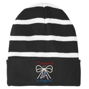 I Understand The Assignment 2024 Coquette Bow Girl Women Striped Beanie with Solid Band