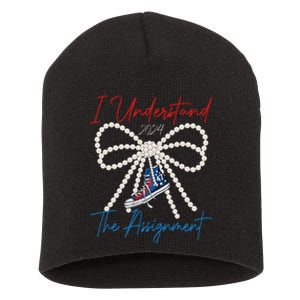 I Understand The Assignment 2024 Coquette Bow Girl Women Short Acrylic Beanie