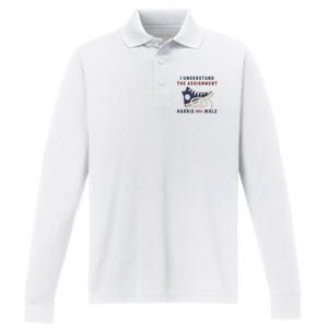 I Understand The Assignment Harris Walz 2024 Performance Long Sleeve Polo