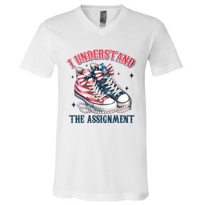 I Understand The Assignment Chucks And Pearls Election 2024 V-Neck T-Shirt