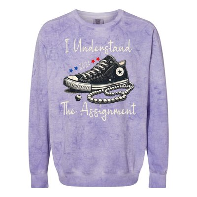 I Understand The Assignment Chucks And Pearls Kamala Harris Colorblast Crewneck Sweatshirt