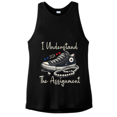 I Understand The Assignment Chucks And Pearls Kamala Harris Ladies PosiCharge Tri-Blend Wicking Tank