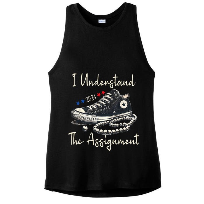 I Understand The Assignment Chucks And Pearls Kamala Harris Ladies PosiCharge Tri-Blend Wicking Tank