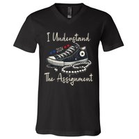 I Understand The Assignment Chucks And Pearls Kamala Harris V-Neck T-Shirt