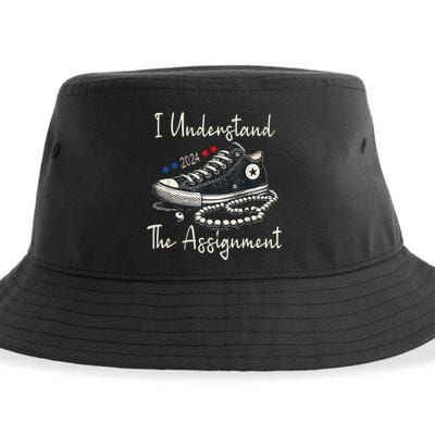 I Understand The Assignment Chucks And Pearls Kamala Harris Sustainable Bucket Hat