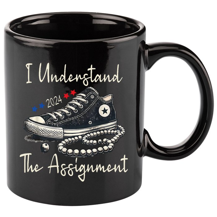 I Understand The Assignment Chucks And Pearls Kamala Harris 11oz C Handle Ceramic Mug