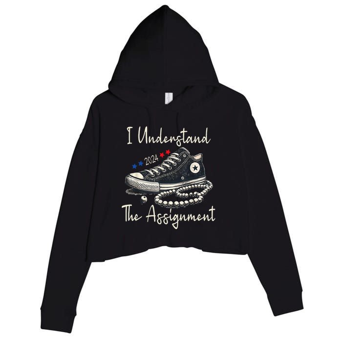 I Understand The Assignment Chucks And Pearls Kamala Harris Crop Fleece Hoodie