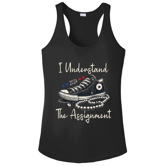I Understand The Assignment Chucks And Pearls Kamala Harris Ladies PosiCharge Competitor Racerback Tank
