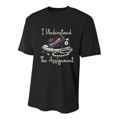 I Understand The Assignment Chucks And Pearls Kamala Harris Youth Performance Sprint T-Shirt