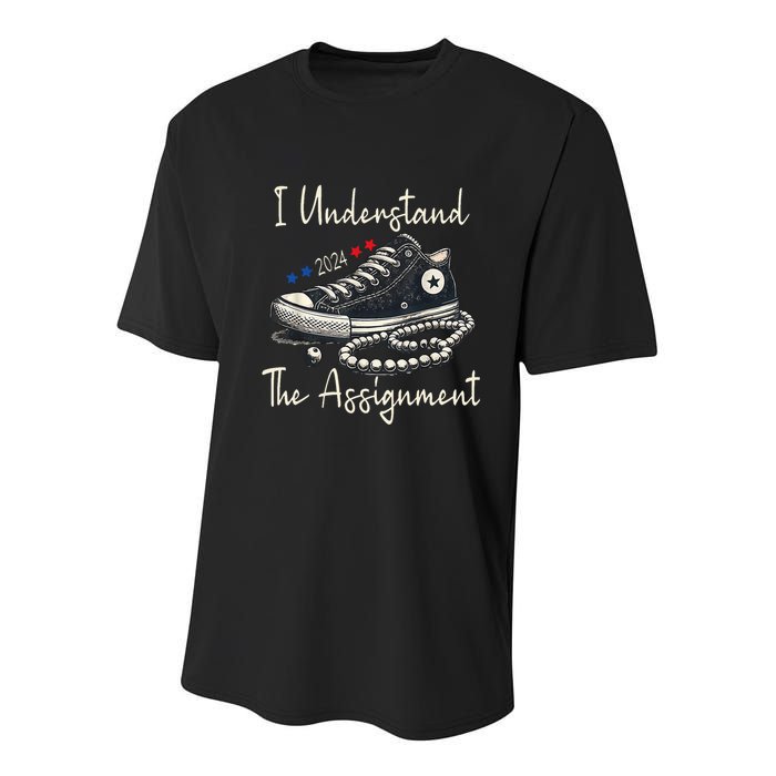 I Understand The Assignment Chucks And Pearls Kamala Harris Youth Performance Sprint T-Shirt