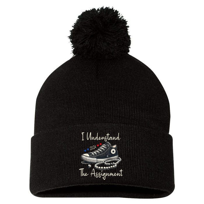 I Understand The Assignment Chucks And Pearls Kamala Harris Pom Pom 12in Knit Beanie