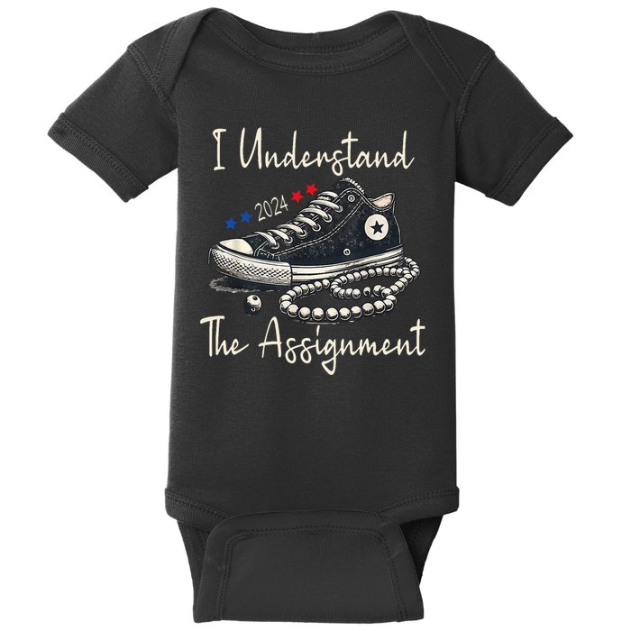 I Understand The Assignment Chucks And Pearls Kamala Harris Baby Bodysuit