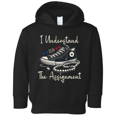 I Understand The Assignment Chucks And Pearls Kamala Harris Toddler Hoodie
