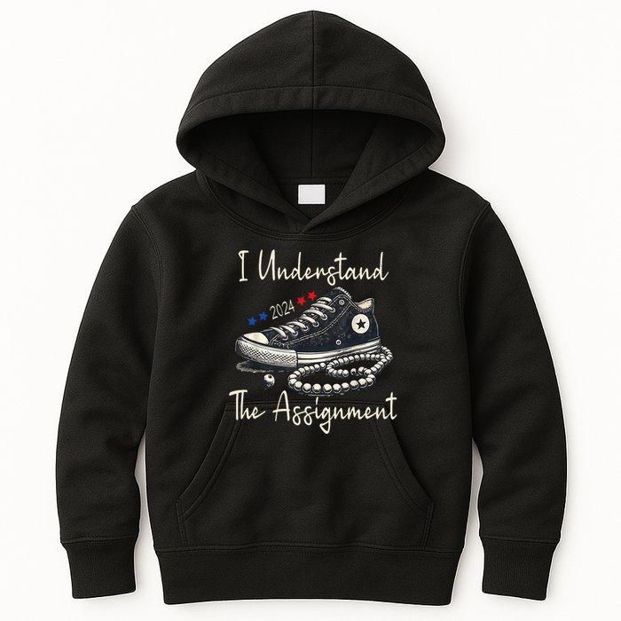 I Understand The Assignment Chucks And Pearls Kamala Harris Kids Hoodie