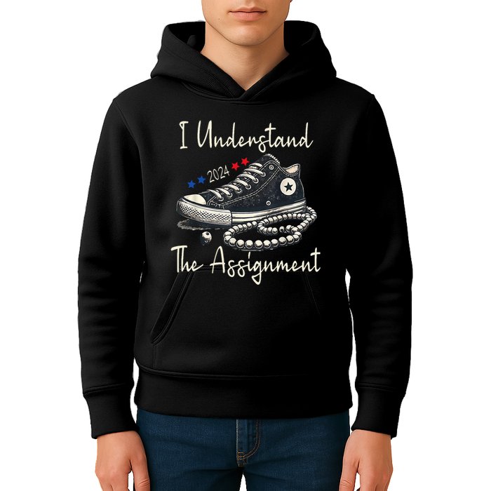 I Understand The Assignment Chucks And Pearls Kamala Harris Kids Hoodie