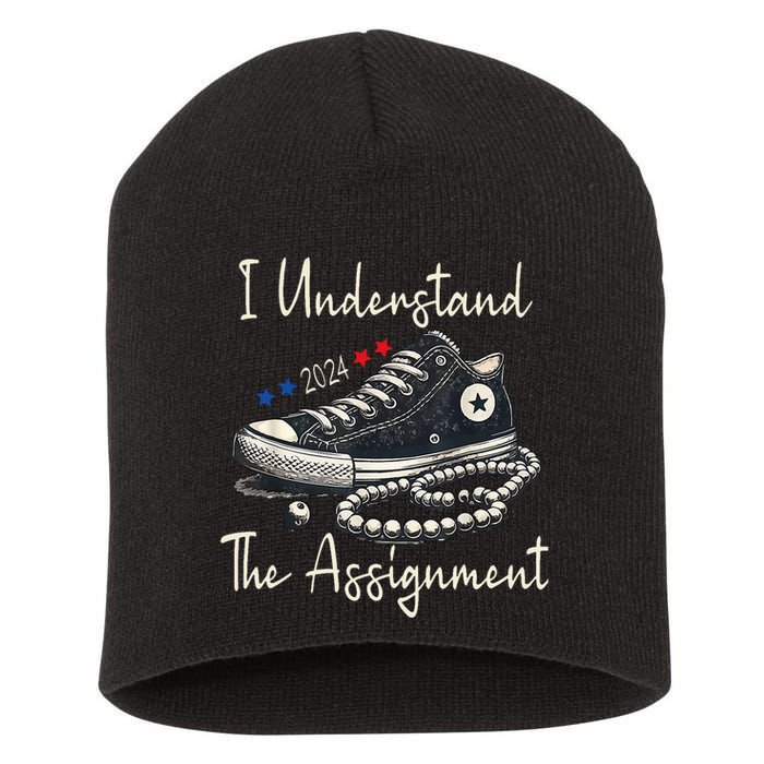 I Understand The Assignment Chucks And Pearls Kamala Harris Short Acrylic Beanie