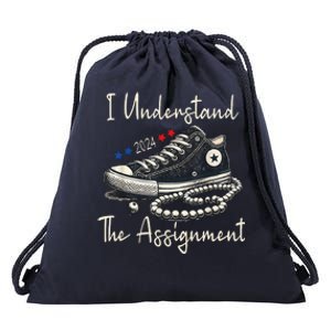 I Understand The Assignment Chucks And Pearls Kamala Harris Drawstring Bag