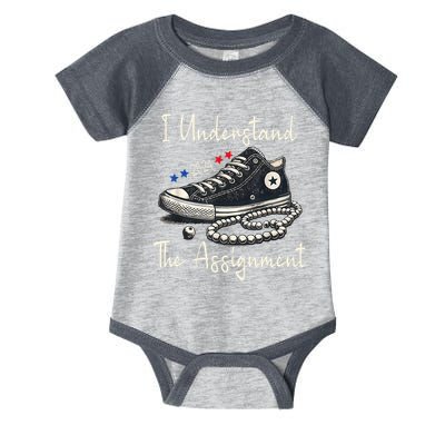 I Understand The Assignment Chucks And Pearls Kamala Harris Infant Baby Jersey Bodysuit