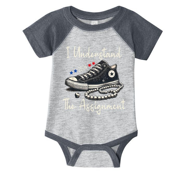 I Understand The Assignment Chucks And Pearls Kamala Harris Infant Baby Jersey Bodysuit