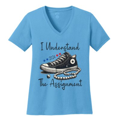 I Understand The Assignment Chucks And Pearls Kamala Harris Women's V-Neck T-Shirt