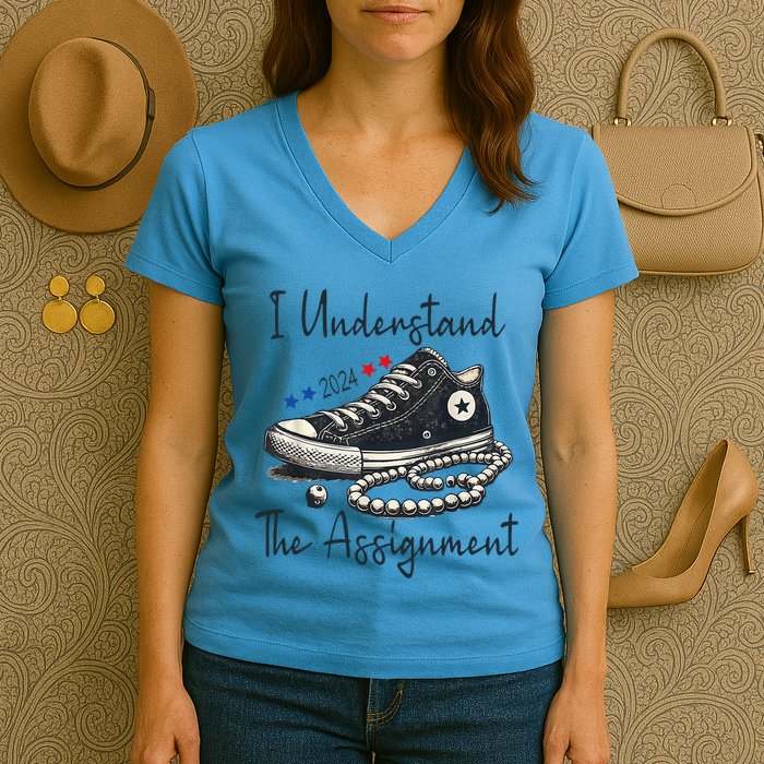 I Understand The Assignment Chucks And Pearls Kamala Harris Women's V-Neck T-Shirt