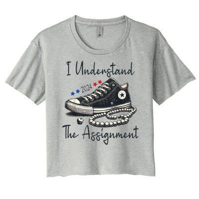 I Understand The Assignment Chucks And Pearls Kamala Harris Women's Crop Top Tee