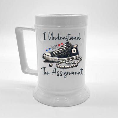 I Understand The Assignment Chucks And Pearls Kamala Harris Beer Stein