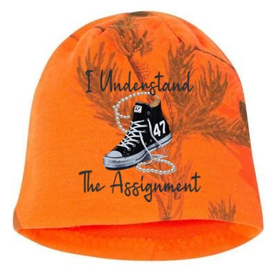 I Understand The Assignment Chucks And Pearls Election 2024 Gift Kati - Camo Knit Beanie